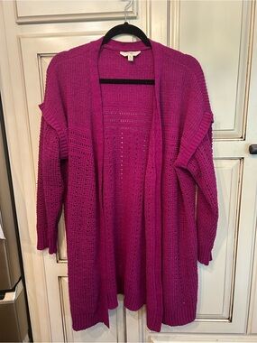 Terra & Sky Open-Front Fuchsia Knit Cardigan